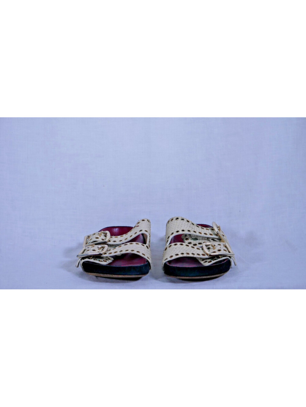 Isabel Marant Lennyo Snakeskin Embossed Double Buckle Sandals Size 7.5